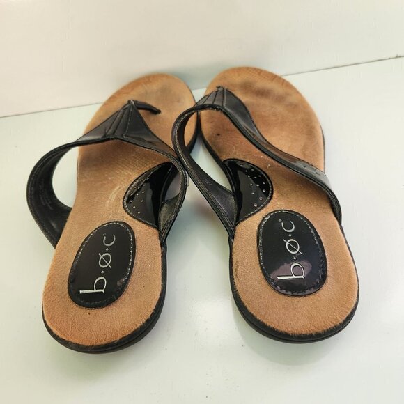 B.O.C Black Thong Padded Comfort Sandals Size 7 - Picture 3 of 5